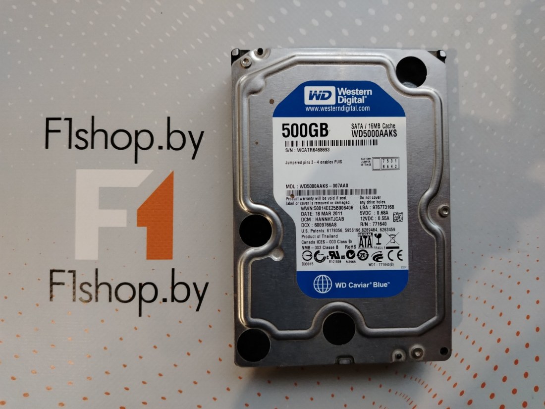 Жесткий диск 500Gb WD SATA (WD5000AAKS) 7200об/мин, 16Mb !БУ!
