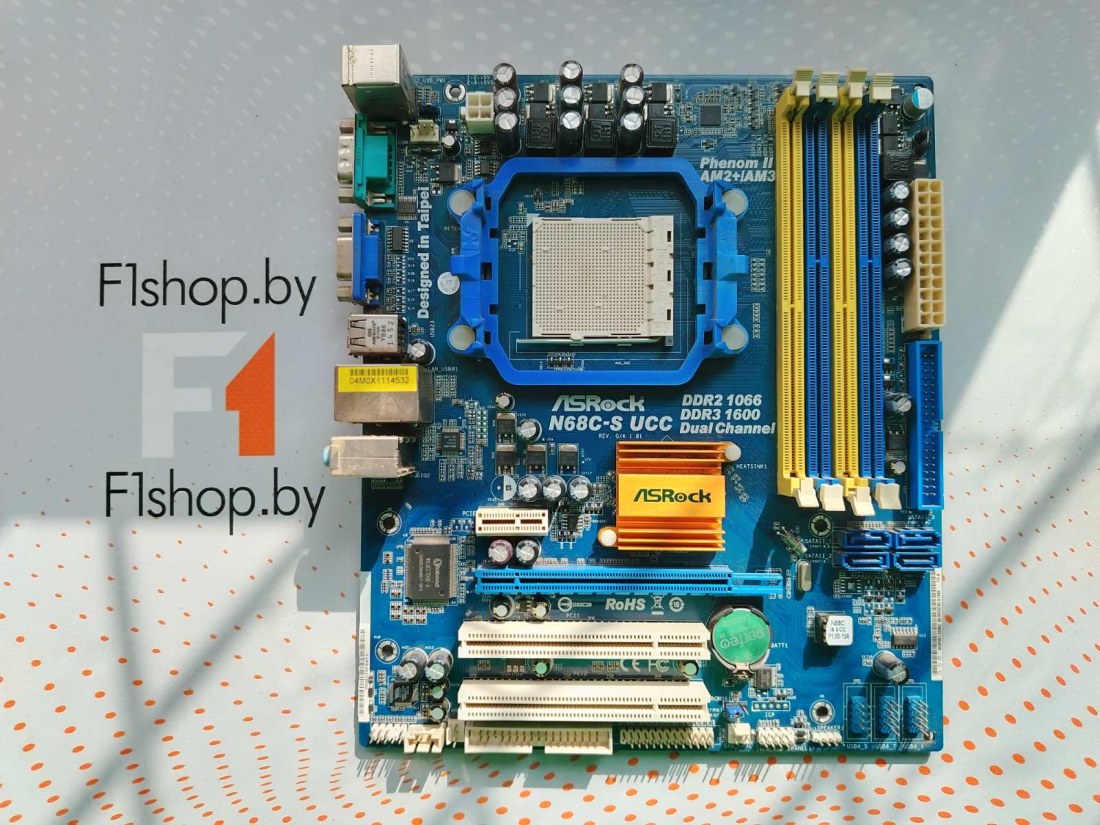 Материнская плата ASRock N68C-S UCC 2xDDR2/DDR3, mATX, Socket M2/AM3,  бу
