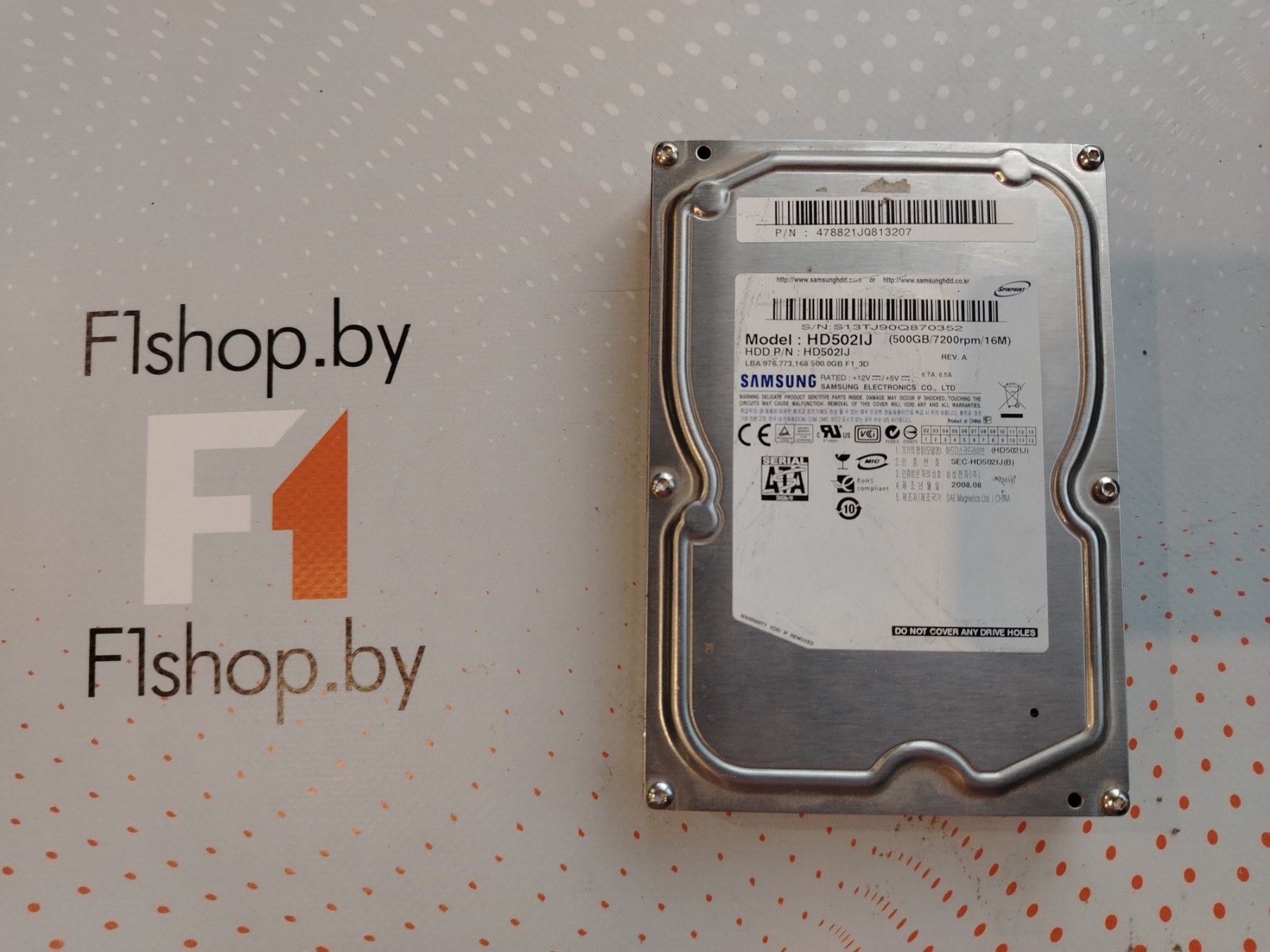 Жесткий диск 500Gb Samsung (HD502IJ) 3.5', SATA 2.0 (3Gbps), 7200 об/мин, буфер 16 МБ, БУ