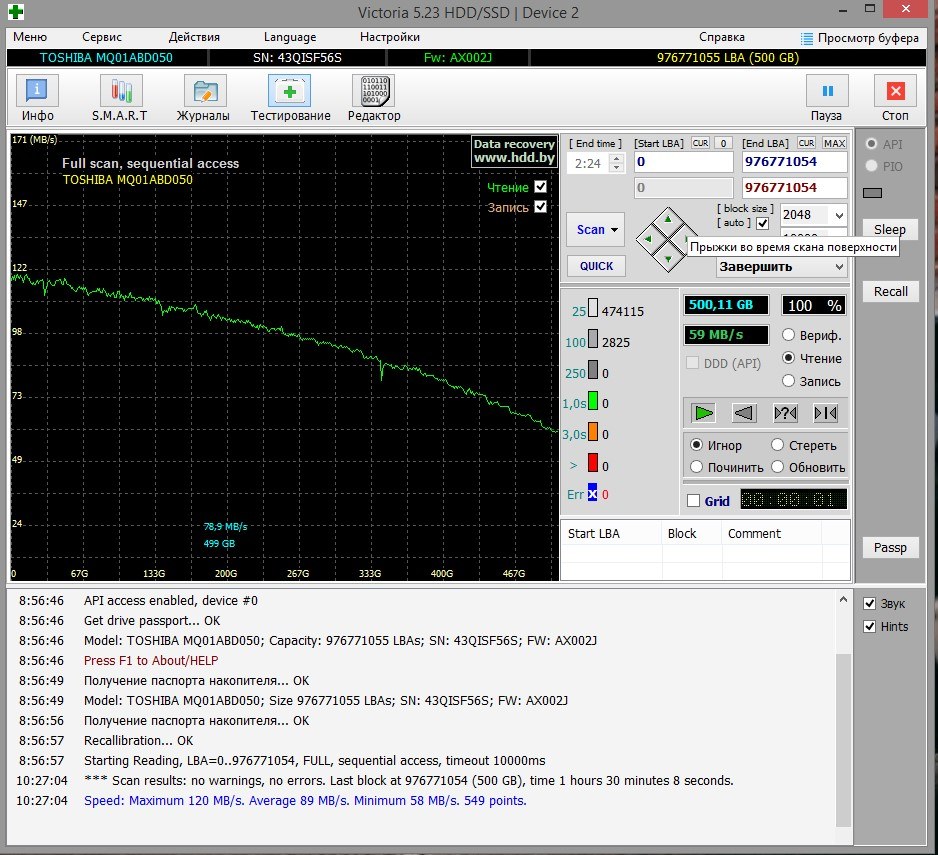 Жесткий диск для ноутбука Toshiba 500GB (MQ01ABD050), SATA 2.0, 5400 об/мин БУ Жесткий диск для ноутбука Toshiba 500GB (MQ01ABD050), SATA 2.0, 5400 об/мин БУ