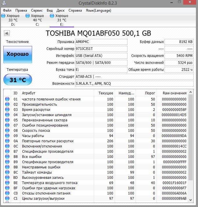 Жесткий диск для ноутбука Toshiba 500GB (MQ01ABD050), SATA 2.0, 5400 об/мин БУ Жесткий диск для ноутбука Toshiba 500GB (MQ01ABD050), SATA 2.0, 5400 об/мин БУ