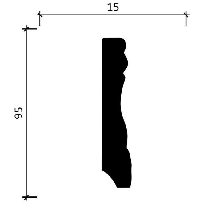 153 A/Плинтус широкий с каб. каналом (95x15x2000 мм)/20, ШТ.