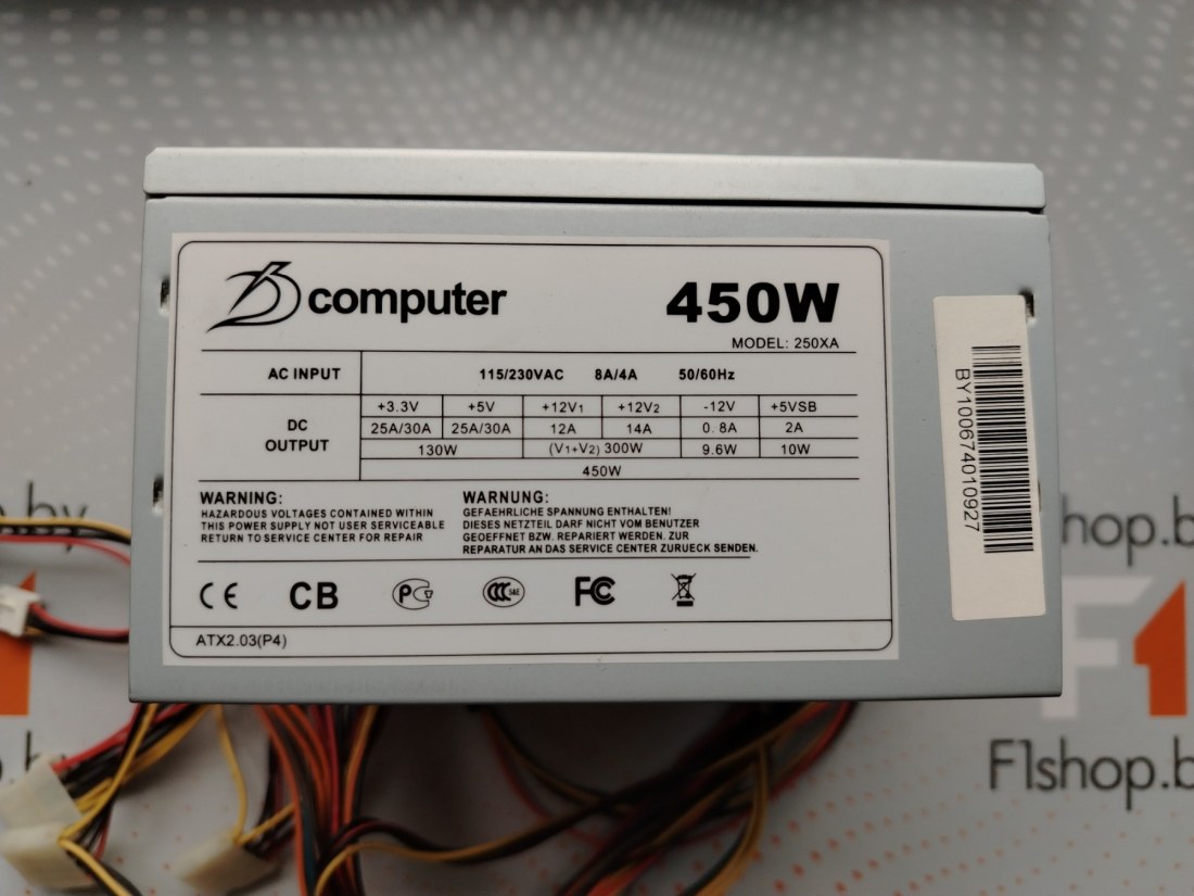 Блок питания 450W D-computer ATX 250XA, БУ Блок питания 450W D-computer ATX 250XA, БУ