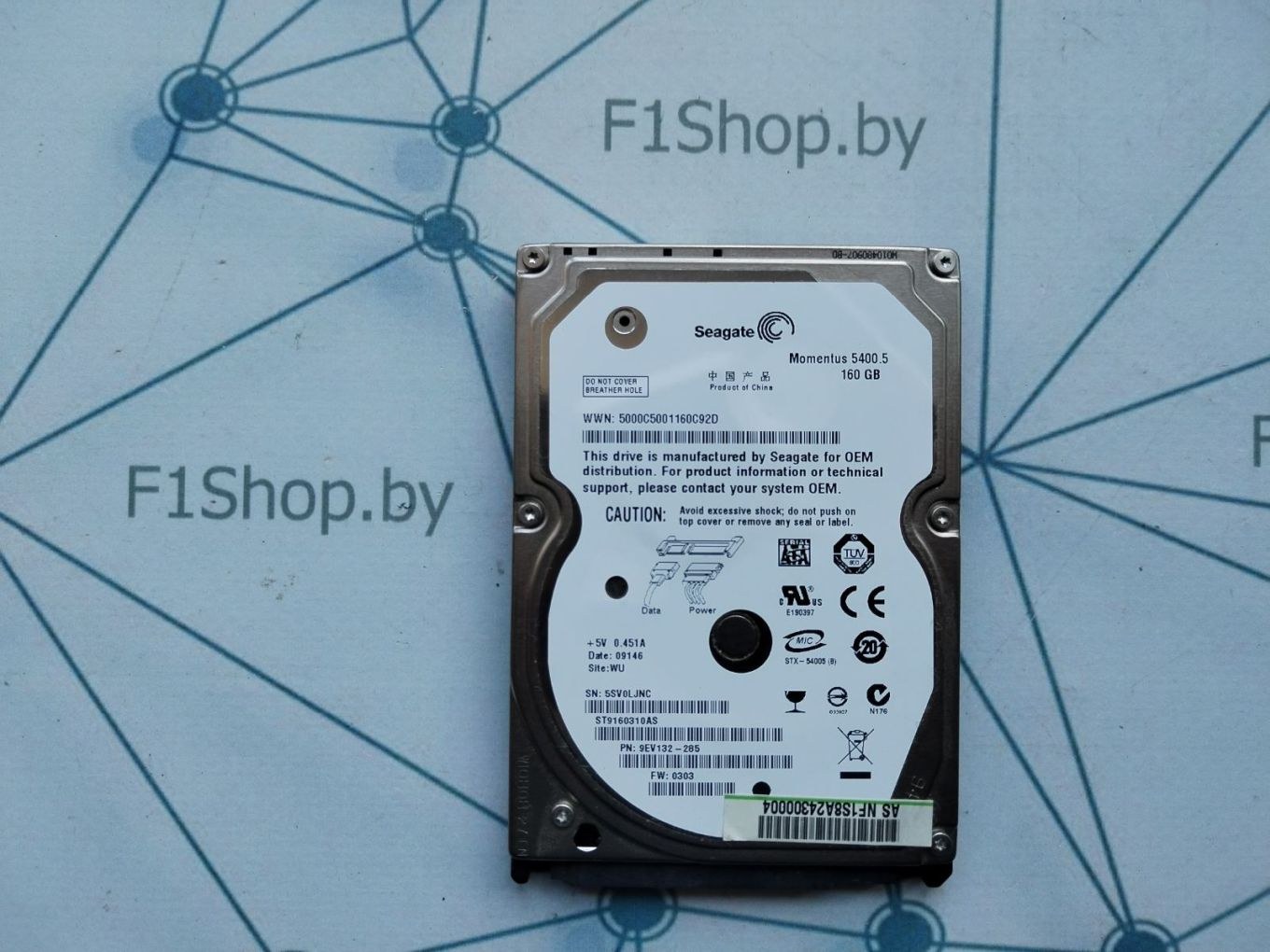 Жесткий диск для ноутбука Seagate 160GB (ST9160310AS), 5400 об/мин, 8 МБ, SATA 3.0 БУ