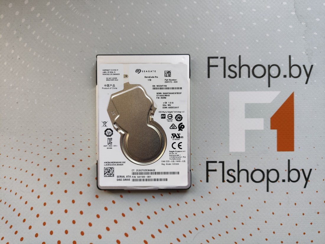 Жесткий диск Seagate Barracuda Pro 1TB (ST1000LM049) 2.5', SATA 3.0, 7200 об/мин, буфер 128 МБ БУ